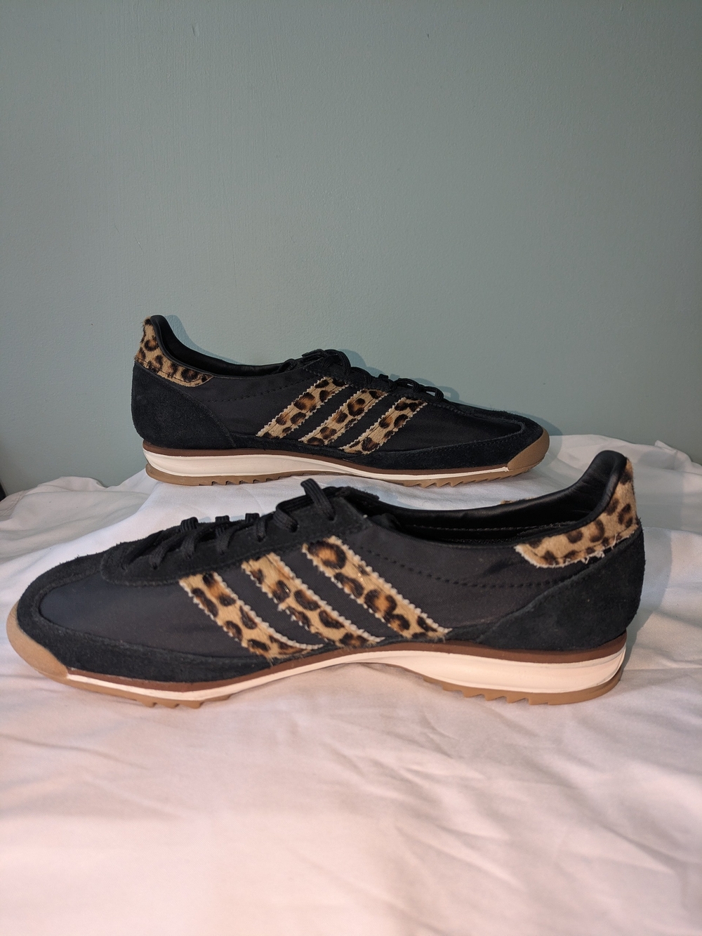 adidas Women's SL 72 OG Black Sneakers with Leopard Stripes - Picture 11 of 12